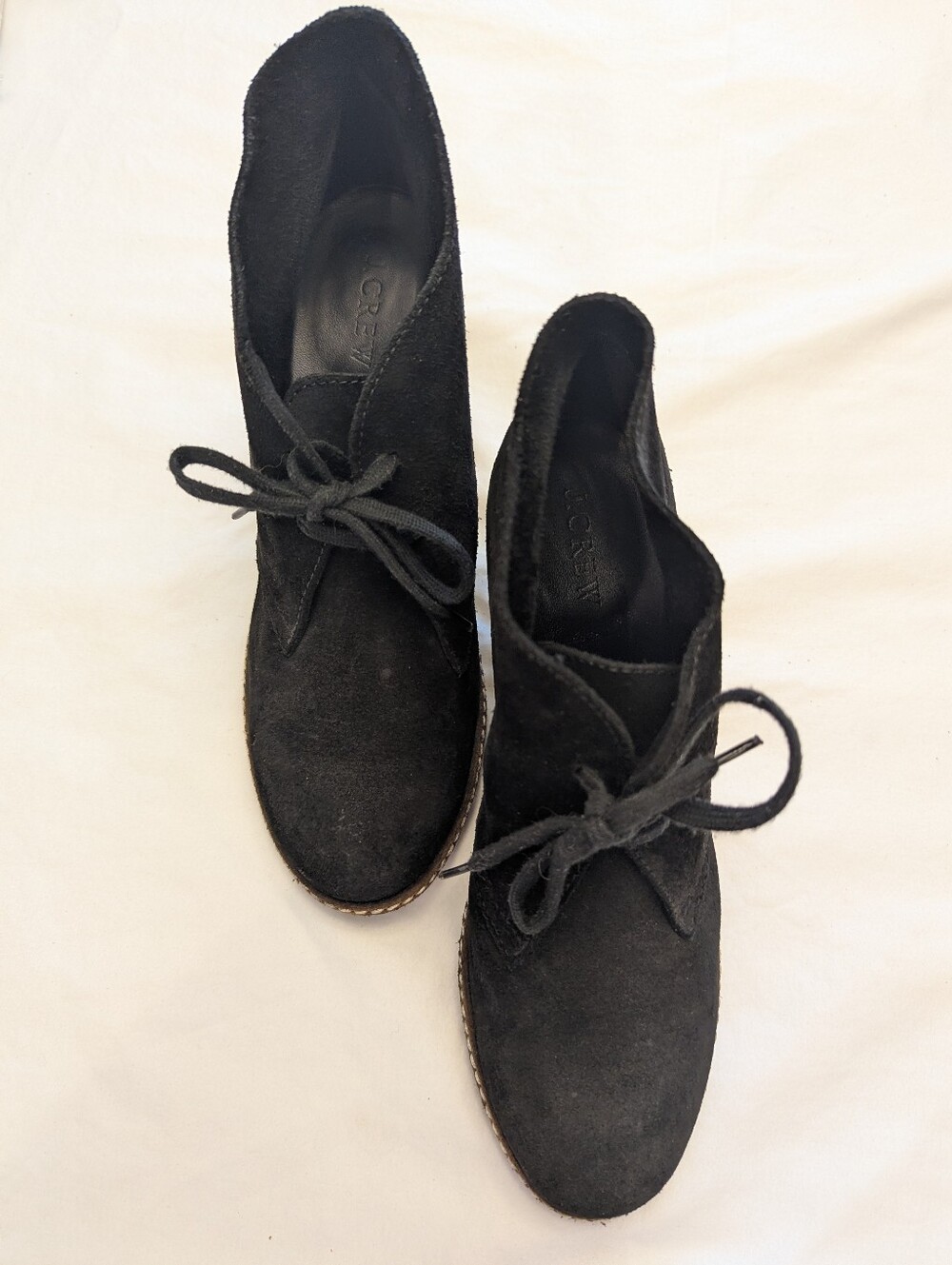 J. Crew McAlister Black Suede Wedge Lace Up